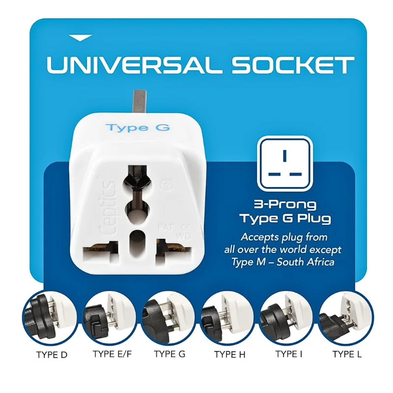 Ceptics UK Adapter for Indian Pins