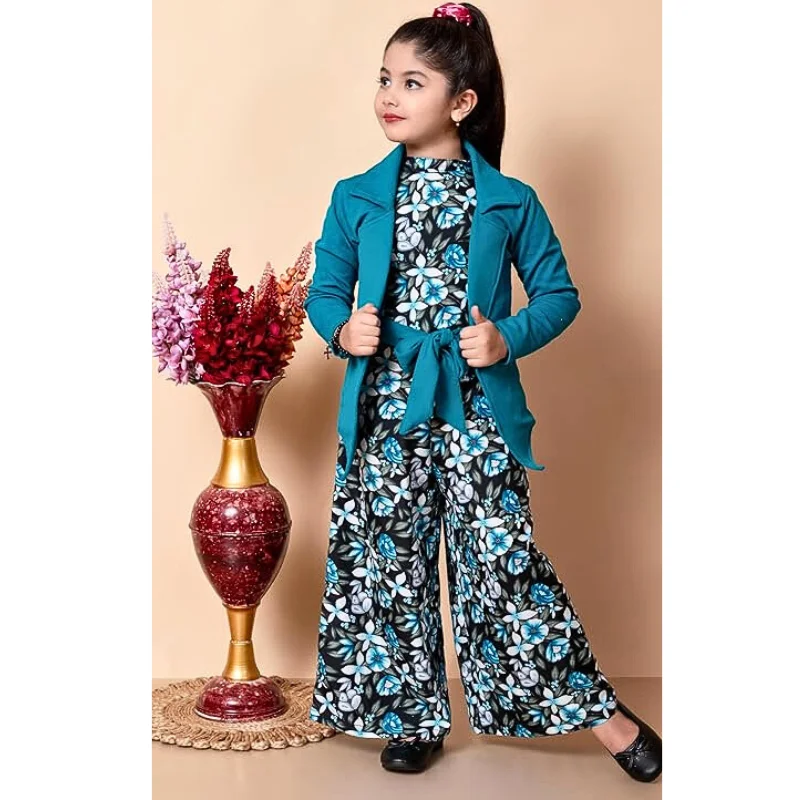 SPAMitude Girls Self Designed Premium Cotton Jacket Jumpsuit Dress